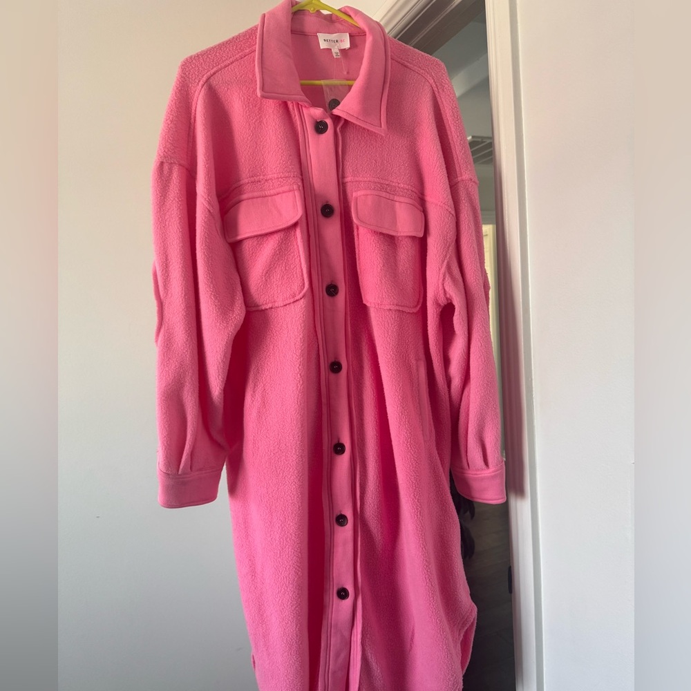 Coat Pink Long Fashionable for Fall